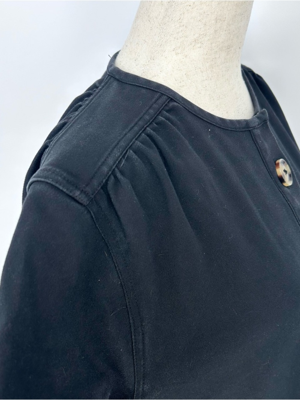 Tuckernuck Black Button Front Mini Dress Oversized Buttons Pocket Shift - Picture 6 of 8